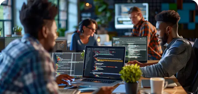 young diverse team of developers working on latest technology